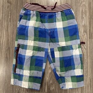 Mini Boden Blue/Green Plaid Cargo Shorts | Size 12Y